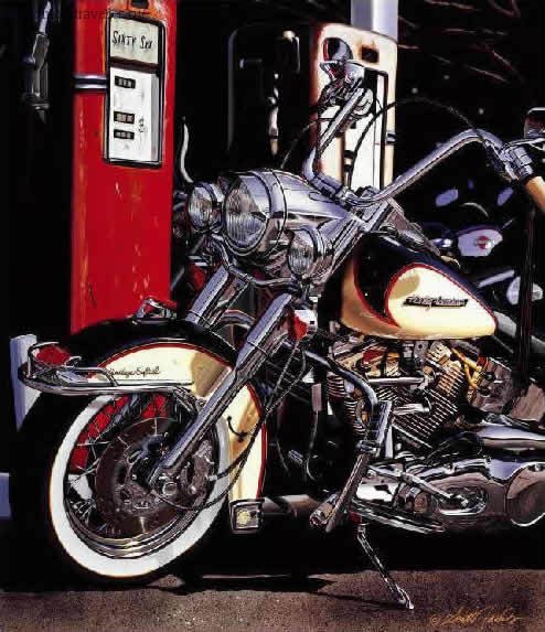 Мотоцикл Harley-Davidson на заправке