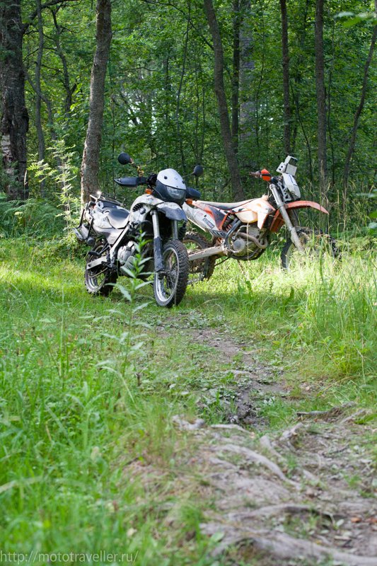 Мотоциклы BMW F650GS и KTM EXC 250 на поляне